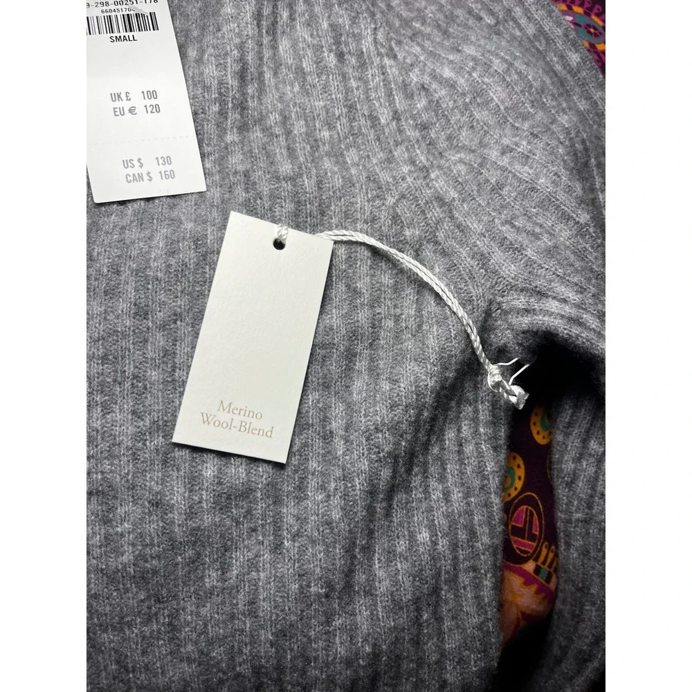 Abercrombie & Fitch Giselle Grey Merino Wool Ribbed Button Front Maxi Dress SM